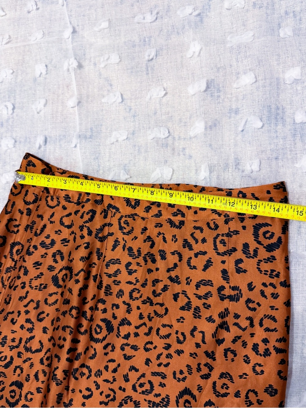 New! Farm Rio Satin Leopard Print A-Line Midi Skirt Size M - Picture 6 of 8